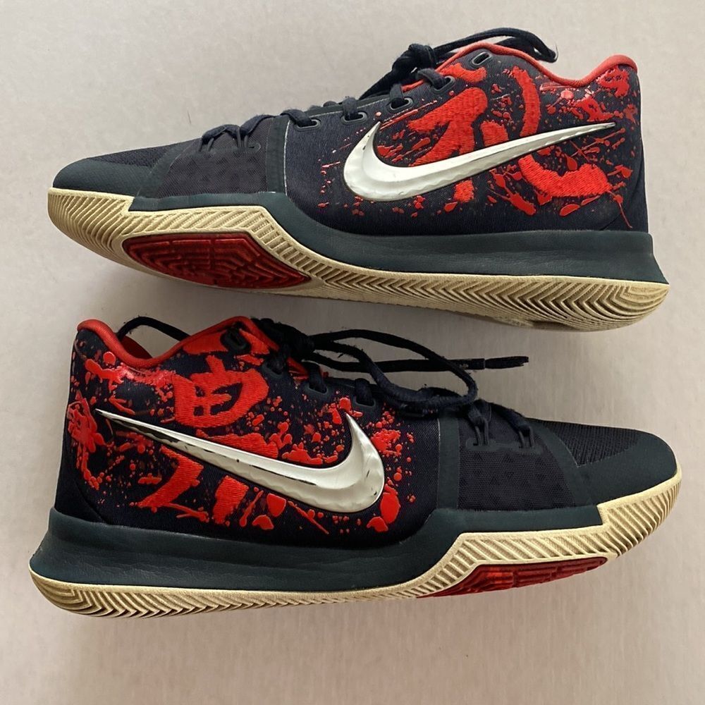 NIKE KYRIE 3 “Samurai” 852395-900 Black Red Shoes Size 10